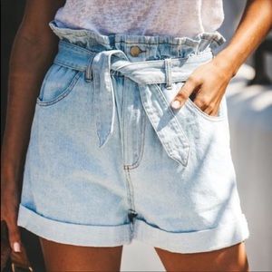 High waisted paper bag shorts